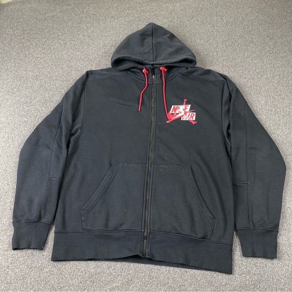 Nike Air Jordan Full Zip Black Fleece Hoodie Men’s Size Medium - Picture 1 of 11